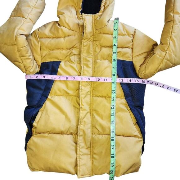 iXtreme Boys Coats, Mustard Gold & Charcoal Grey Winter Puffer Coat, Sz 7 - Picture 3 of 7